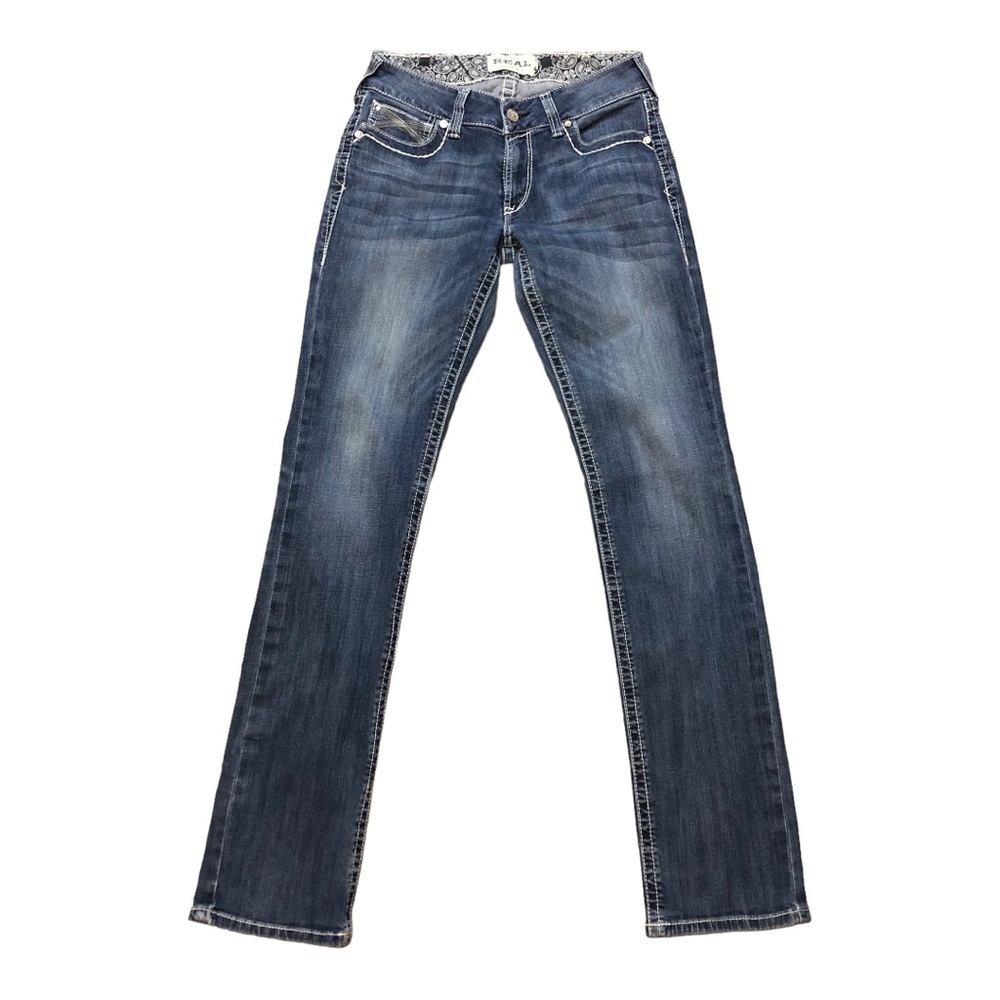 Ariat Real Denim Jeans Blue Designer Jeans Stretchy Size 30 XL Straight Leg